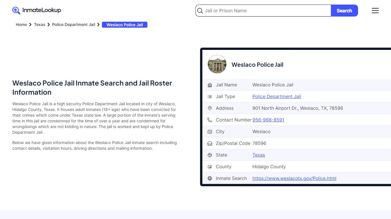 Weslaco Police Jail (TX) Inmate Search Texas - Inmate Lookup